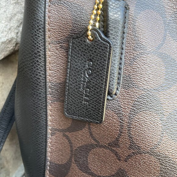 COACH MINETTA SATCHEL CROSSBODY SIGNATURE MONOGRAM WOMEN'S BAG Brown Black - Picture 3 of 16